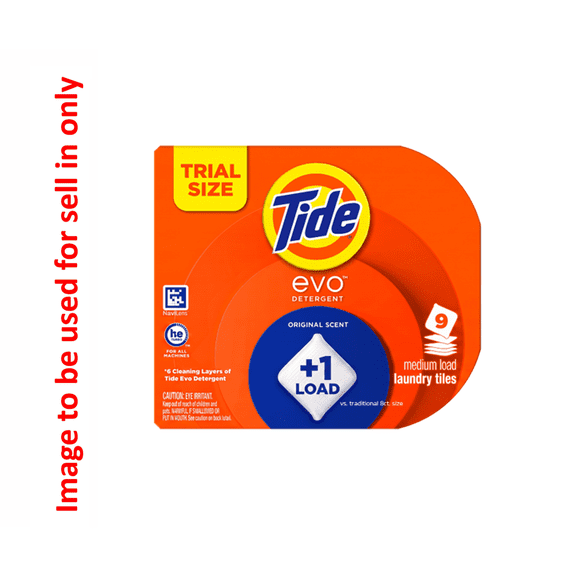 Tide Evo Laundry Detergent Tiles, 100% Concentrated, Original Tide Scent, 9 Count