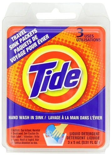 Tide Liquid Detergent Hand Wash Travel Sink Packet 3 ct 0.51 fl oz Pack of 3