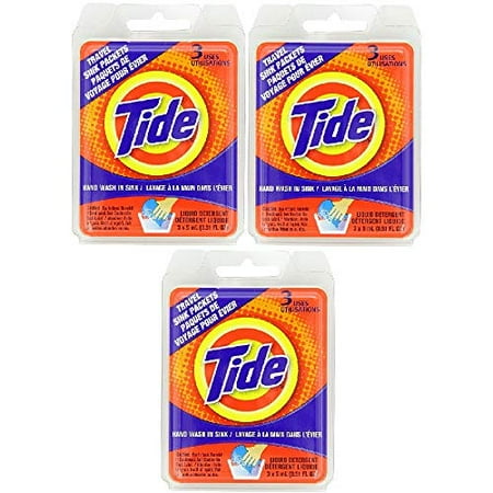 Tide Liquid Detergent Travel Sink Packets 3 ea