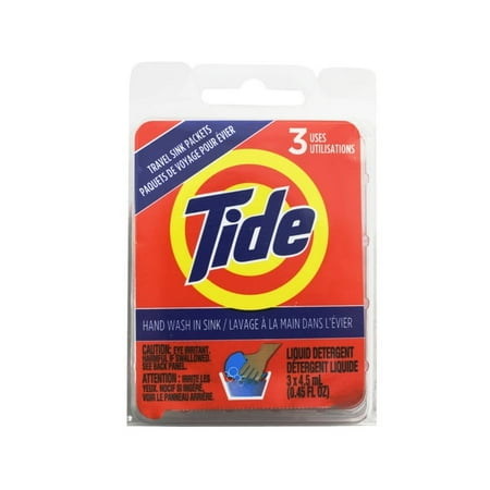 Tide Liquid Detergent Travel Sink Packets 3 ea