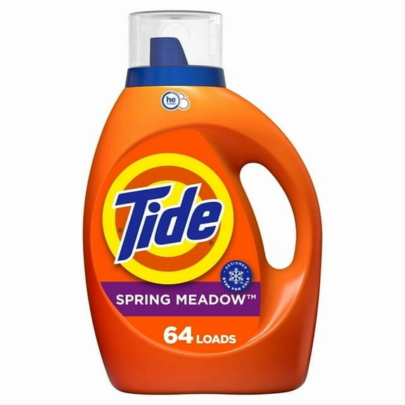 Tide Liquid Laundry Detergent, HE Compatible, Spring Meadow Scent, 84 fl oz, 64 Loads 2 PACK