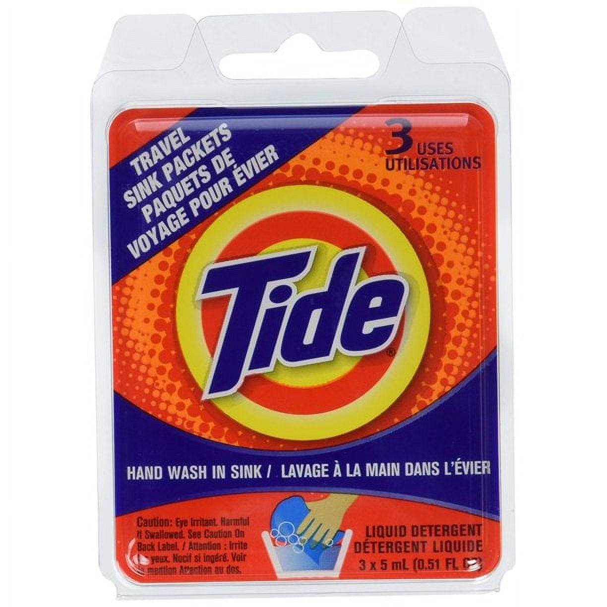 Tide Liquid Laundry Detergent Hand Wash Travel Sink Packets, 3ct, 2
