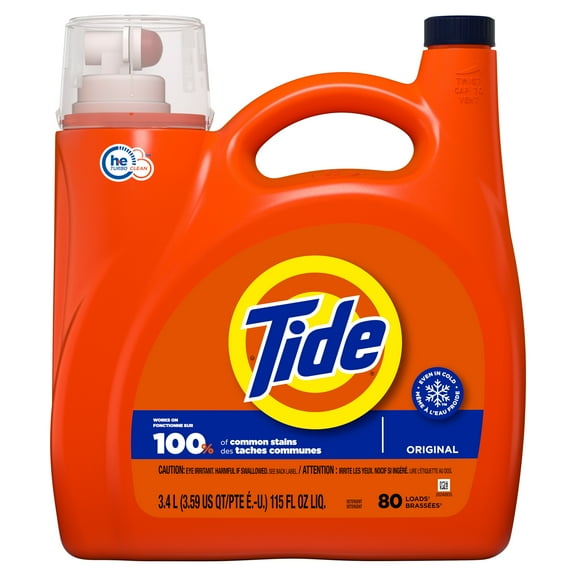 Tide Liquid Laundry Detergent, Original, 80 Loads, 115 fl oz, HE Compatible