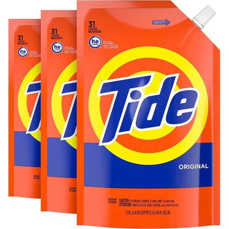 Tide Liquid Laundry Detergent, Original Scent, 93 Total Loads, 3 Pack