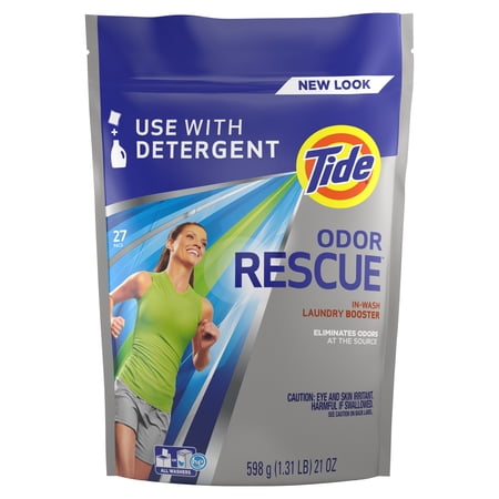 Tide Odor Rescue, In Wash Odor Eliminator, Scent Booster, Removes Odors in a Single Wash, 27 Count (Pack of 1)