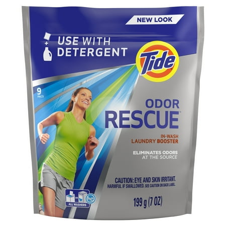 Tide Odor Rescue In-Wash Laundry Booster Pacs, 9 count
