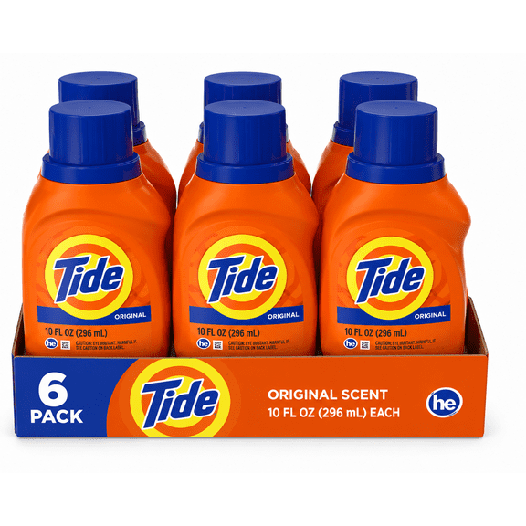 Tide Original HE Liquid Laundry Detergent, 10 fl oz (296 mL) Bottles, Pack of 6