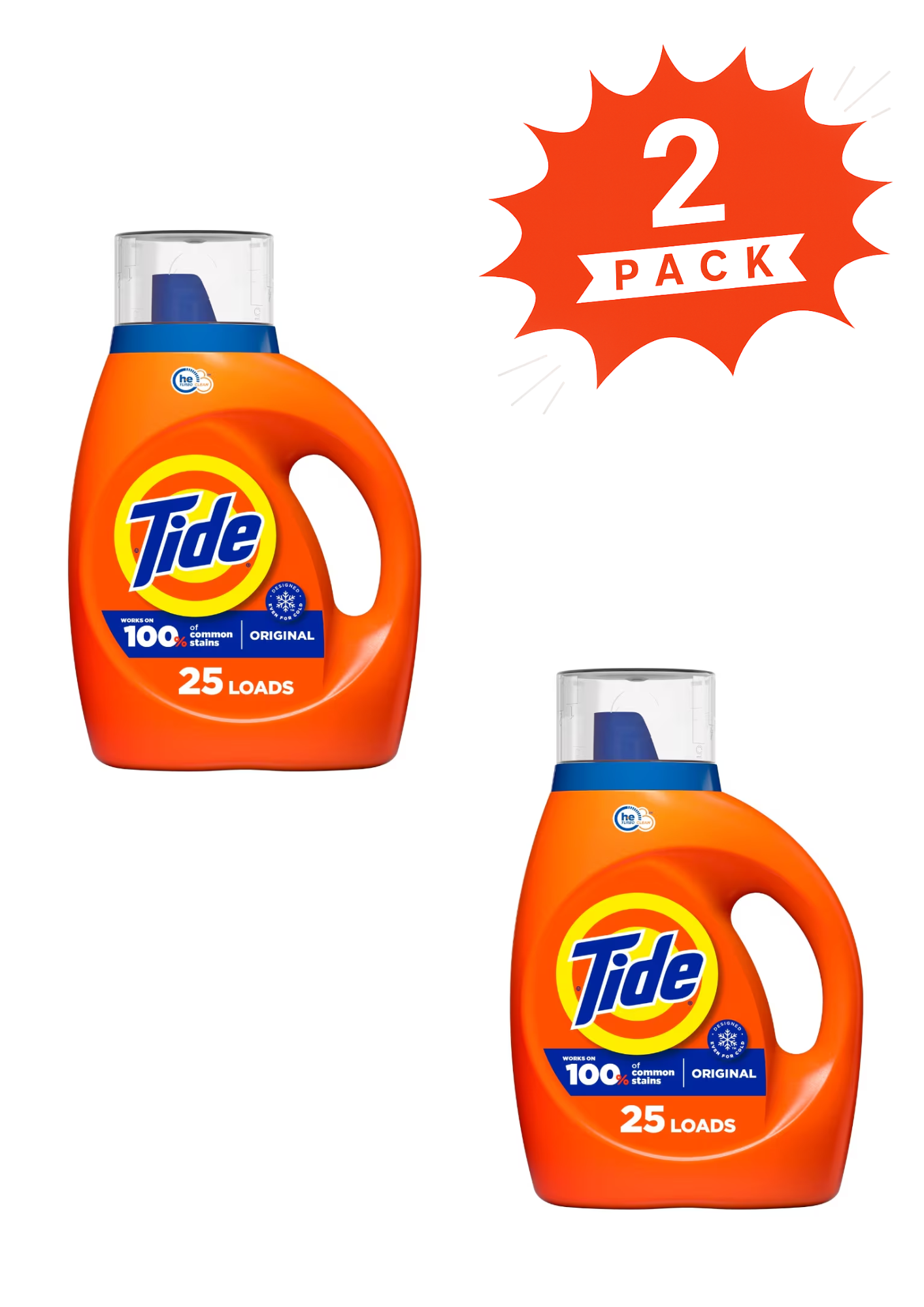 Tide Original Liquid Laundry Detergent (Pack 2) - 50 Loads, 68fl