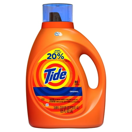 Tide Original Scent HE Turbo Clean Liquid Laundry Detergent, 125 oz, 80 loads