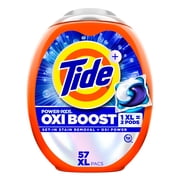 Tide Oxi Boost Power PODS Laundry Detergent Pacs, 57 Count, Set-In Stain Removal + Oxi Power, laundry soap detergent pacs