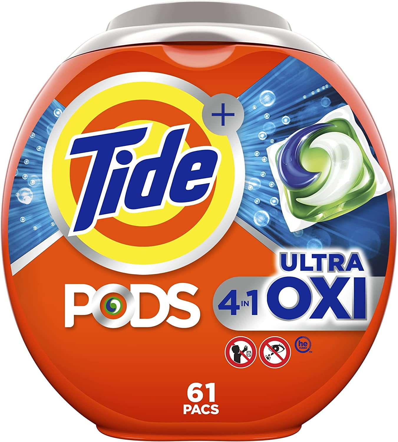 Tide PODS 4 in 1 Ultra Oxi Laundry Detergent, High Efficiency HE, 61