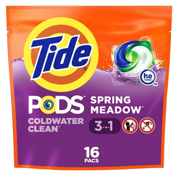 Tide PODS Cold Water Clean HE Laundry Detergent - Spring Meadow - 16 ct- Pack of 2