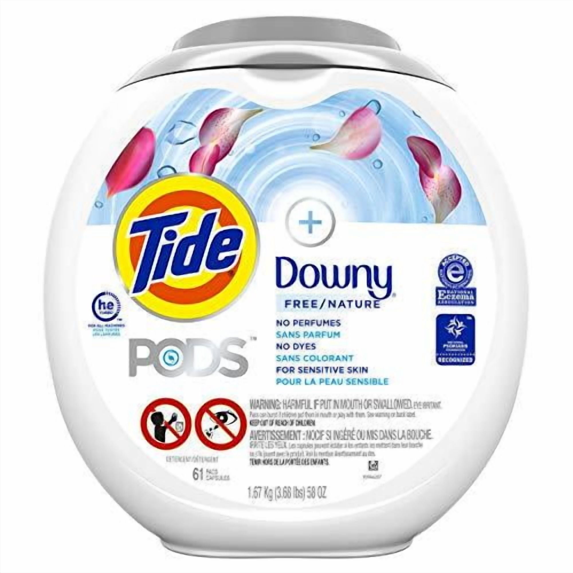 Tide PODS + Downy Free, Liquid Laundry Detergent Pacs, 61 Count