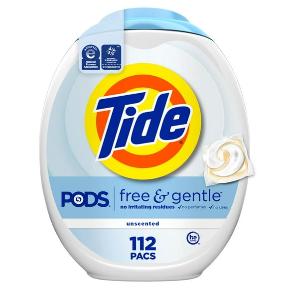 Tide PODS Free & Gentle Coldwater Clean HE Laundry Detergent Pacs - 112 ct
