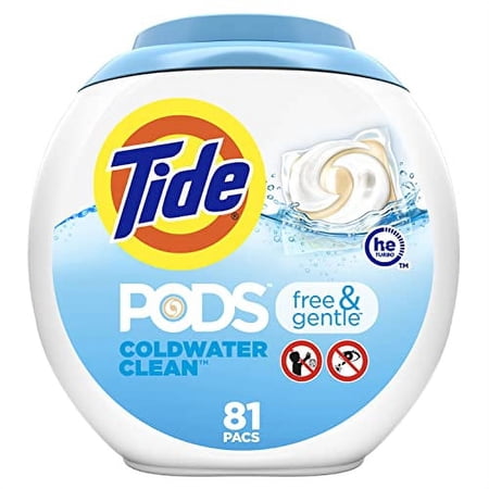Tide Pods Free & Gentle Laundry Detergent Soap Pods, 81 Count