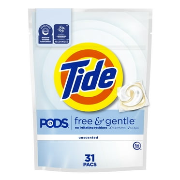 Tide PODS Free and Gentle Liquid Laundry Detergent Pacs, Hypoallergenic, Unscented, 31 Count