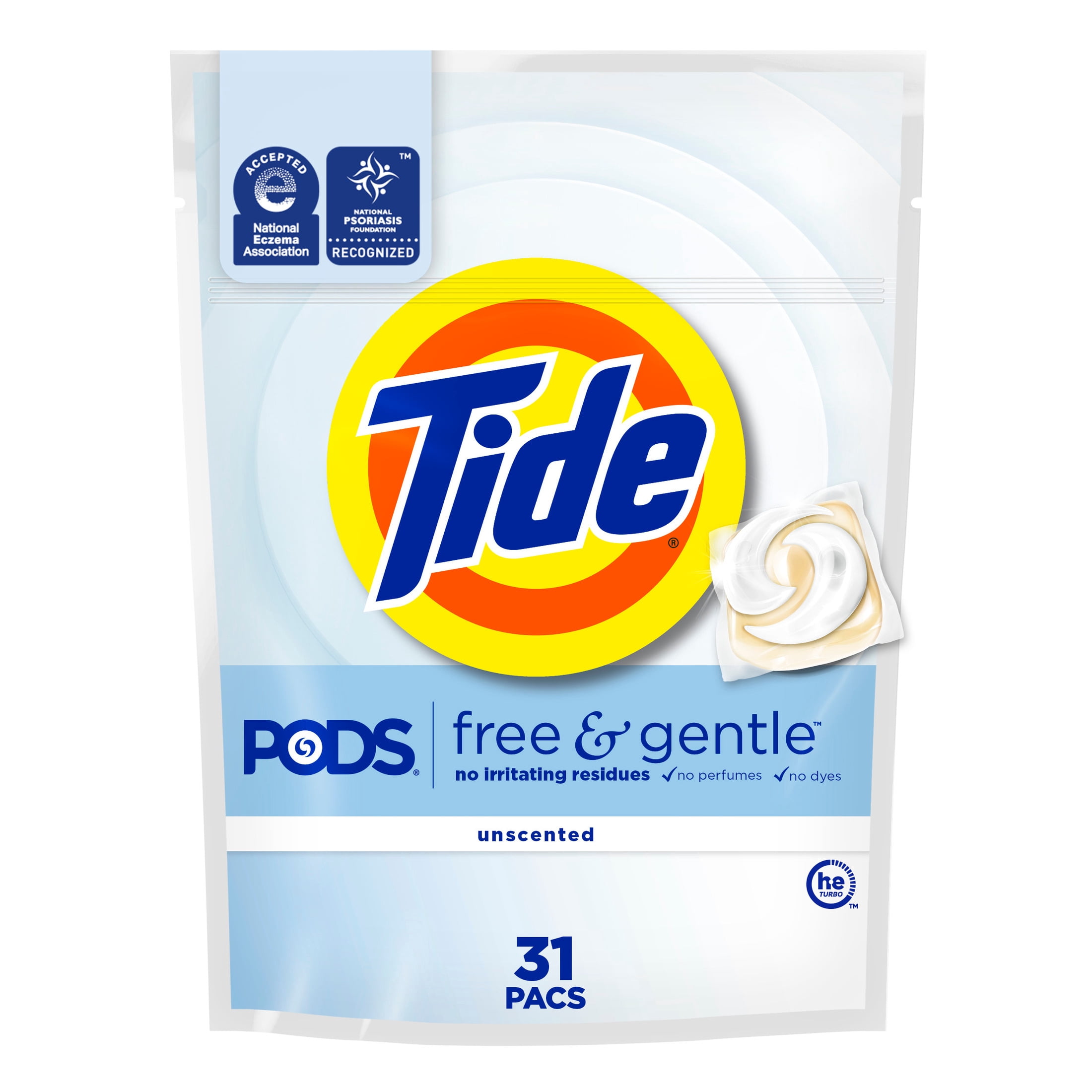 Tide Pods Free & Gentle Liquid Laundry Detergent Pacs, 31 Count
