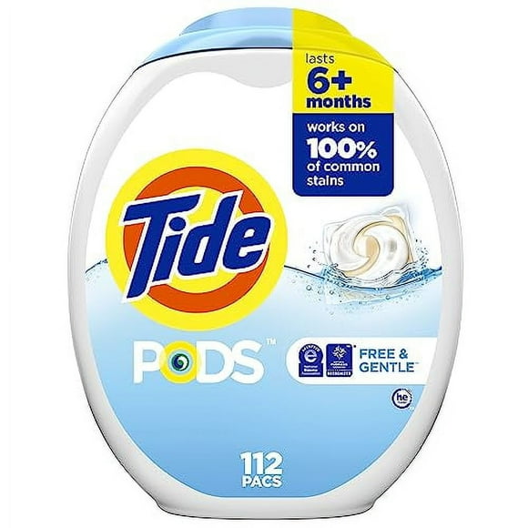 Tide PODS Free and Gentle Laundry Detergent Soap Pacs 112 ct HE Compatible and Coldwater Clean