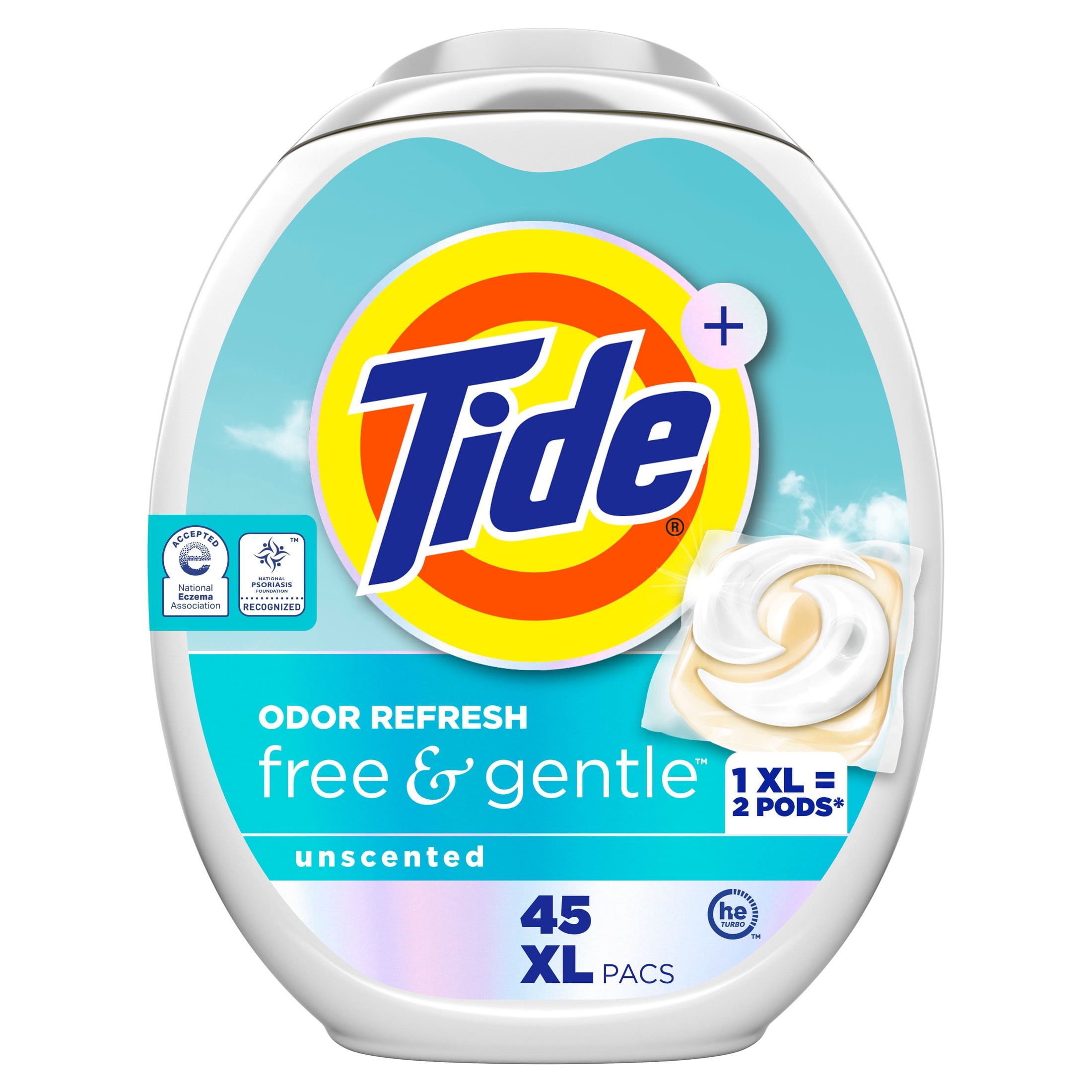 Tide PODS Free and Gentle Odor Refresh Laundry Detergent Packs, 45 Count, Hypoallergenic Laundry Detergent Pods