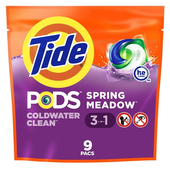 Tide PODS Laundry Detergent Pacs, Spring Meadow Scent, 9 count