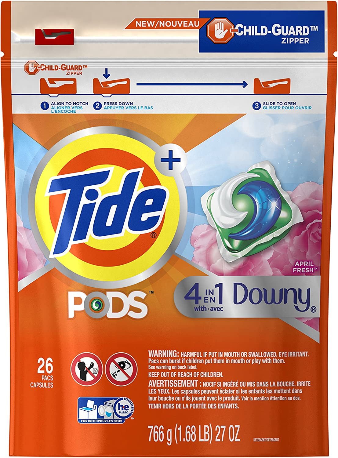 Tide PODS Plus Downy 4-in-1 Laundry Detergent Pacs, April Fresh, 26ct - Walmart.com Tide PODS Plus Downy 4-in-1 Laundry Detergent Pacs, April Fresh, 26ct - Walmart.com