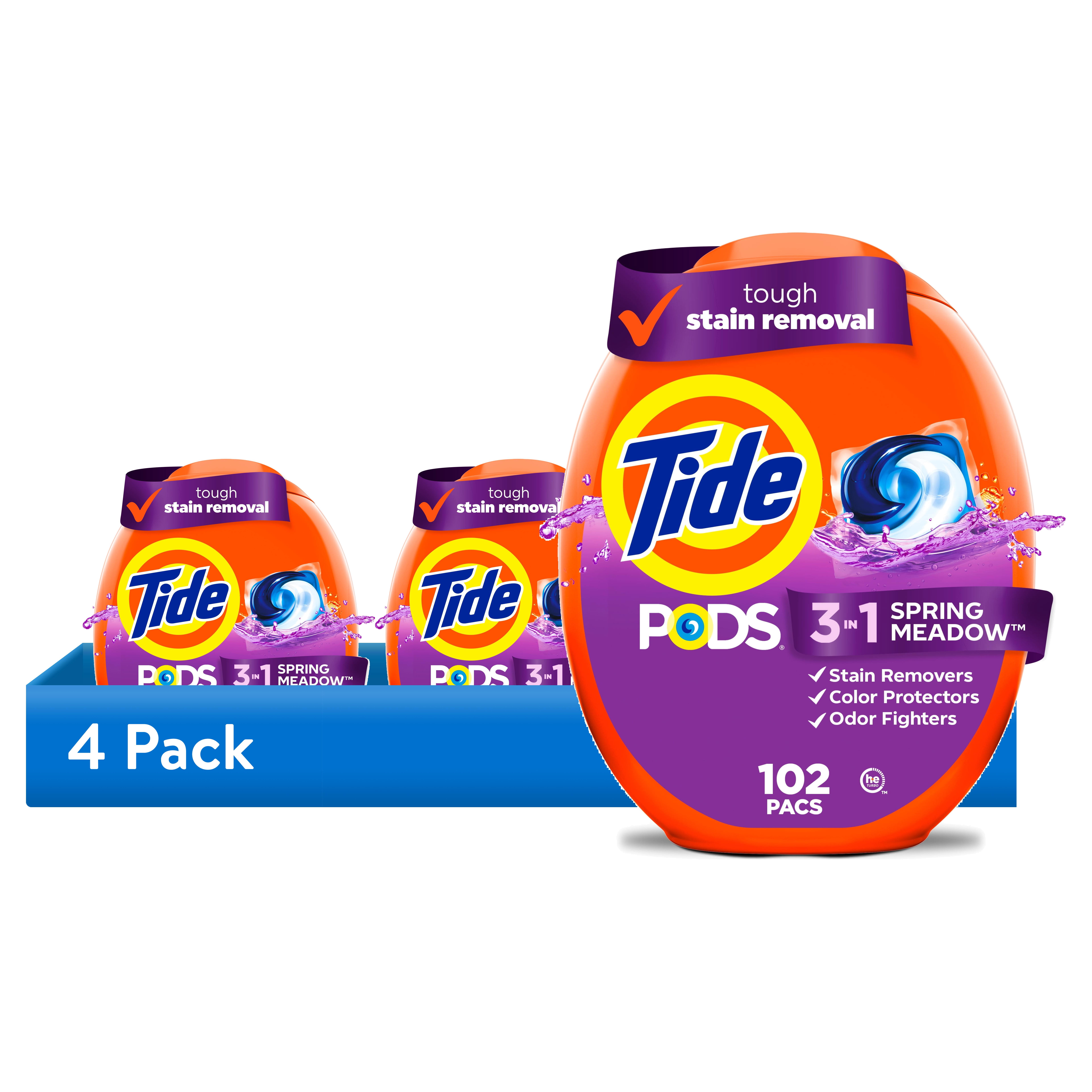 (4 pack) Tide PODS Laundry Detergent Soap Pacs, Spring Meadow Scent, 102 Count