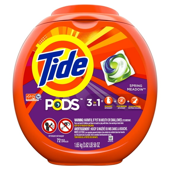 Tide PODS Liquid Detergent Pacs, Spring Meadow, 72 count