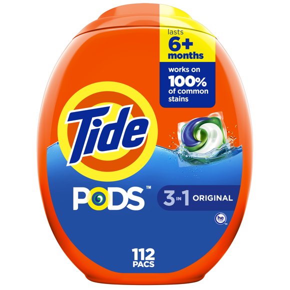 Tide PODS Liquid Laundry Detergent, Original Scent, HE Compatible, 112 Count