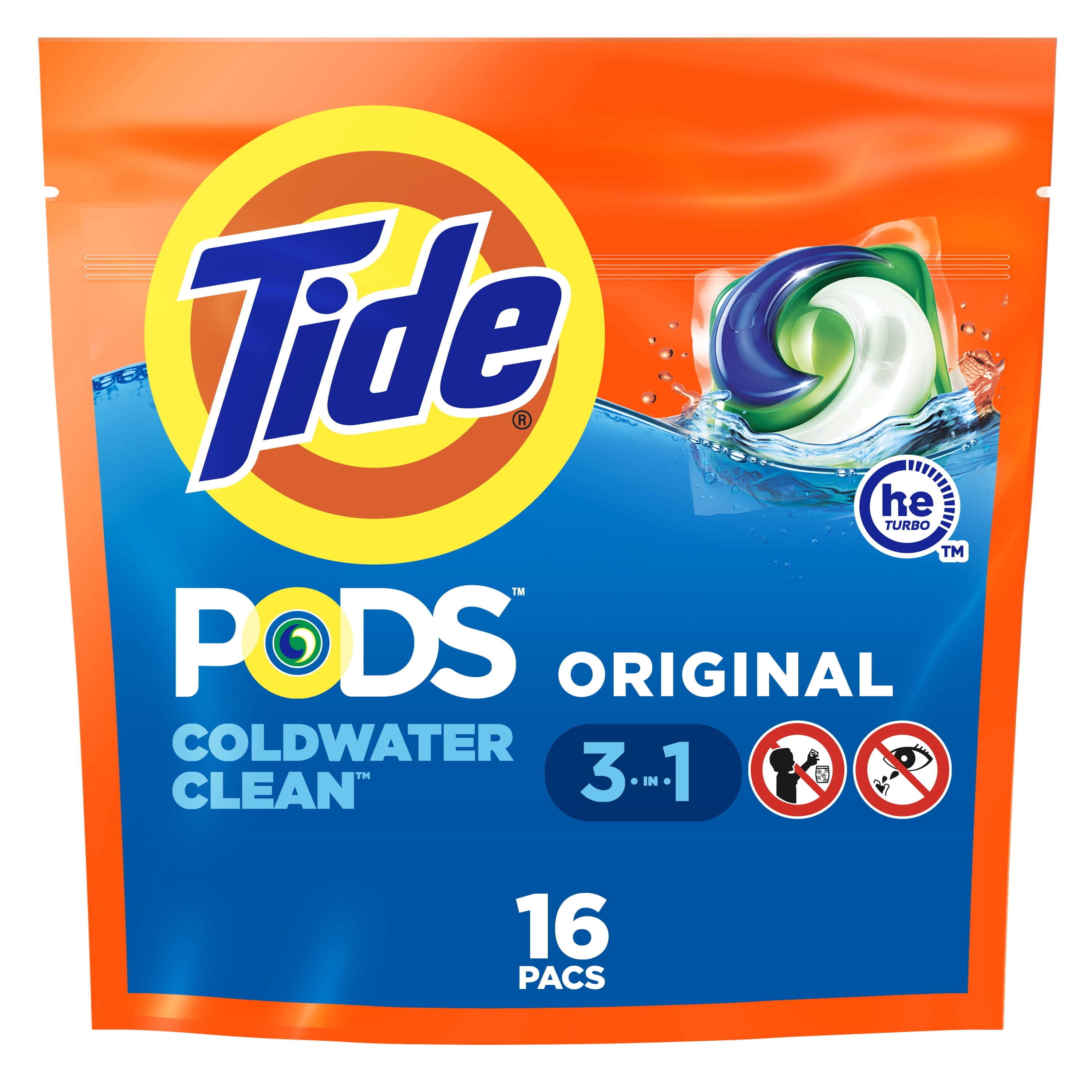 Tide PODS Liquid Laundry Detergent, Original Scent, HE Compatible, 16