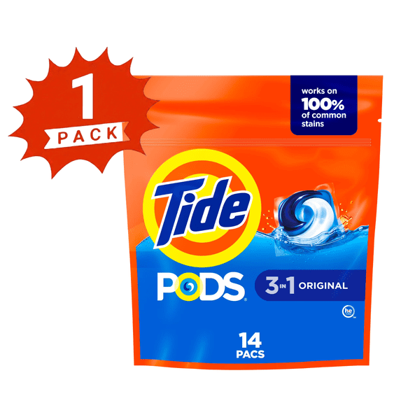 Tide PODS Liquid Laundry Detergent Pacs, Original Scent, 14 Count (1-Pack)