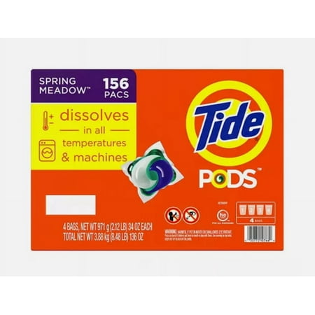 Tide PODS Liquid Laundry Detergent Pacs, Spring Meadow (156 ct.)