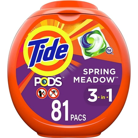 Tide PODS Liquid Laundry Detergent Pacs, Spring Meadow, 81 count