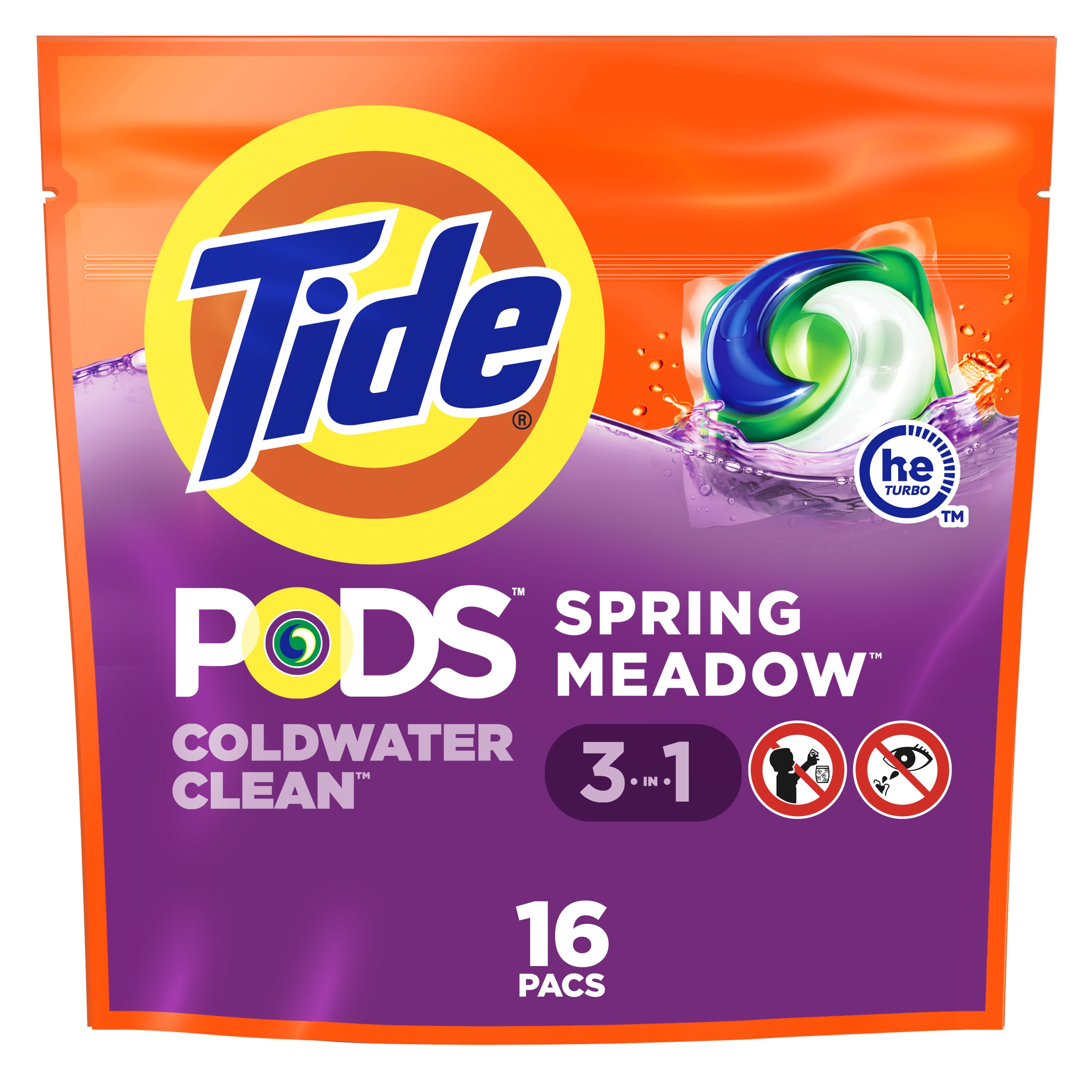 Tide PODS Laundry Detergent Soap Pacs, Spring Meadow Scent, 16 Count