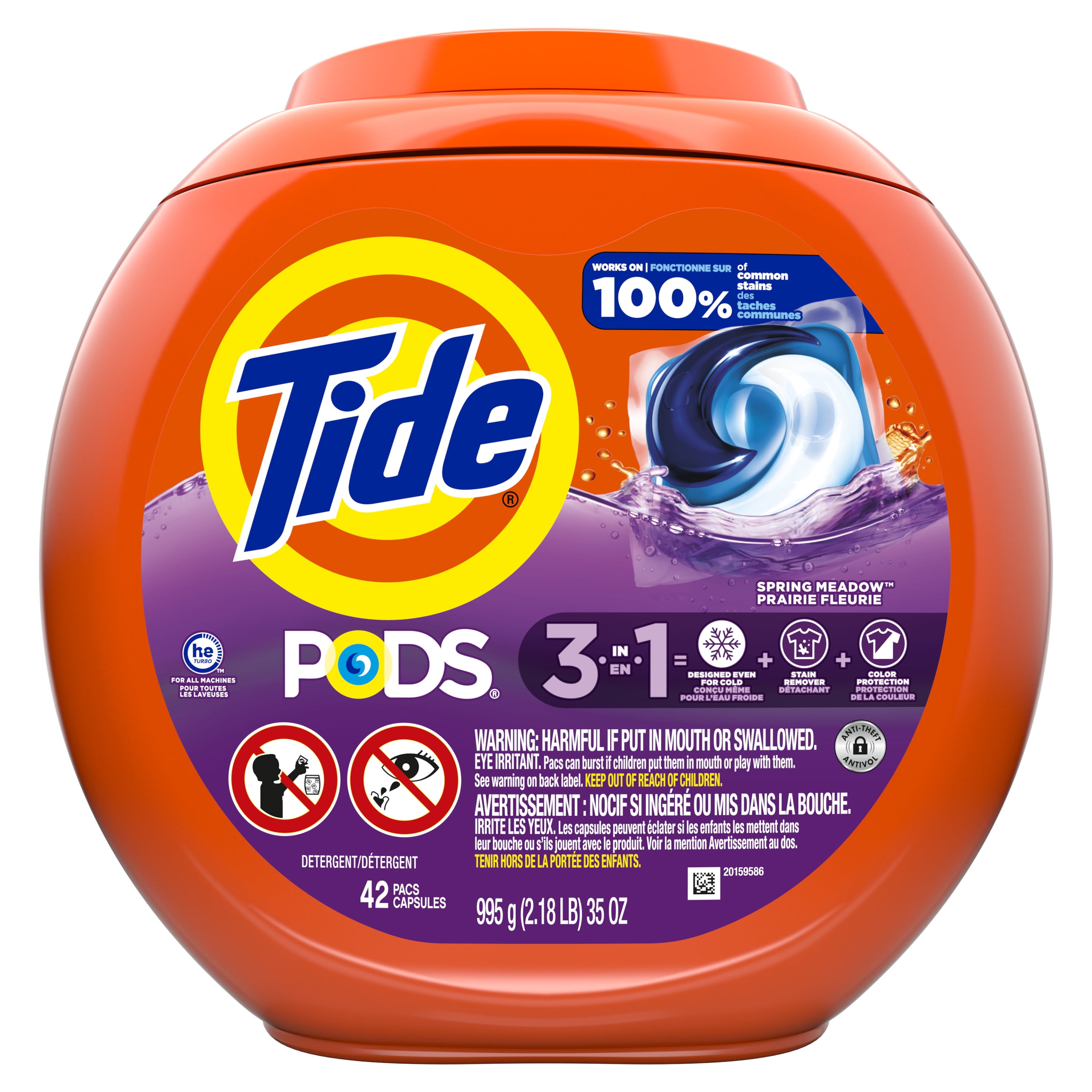 Tide PODS Liquid Laundry Detergent, Spring Meadow Scent, HE Compatible, 42 Count