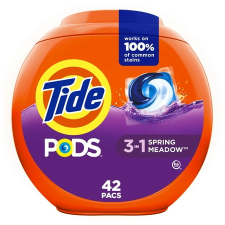 Tide PODS Liquid Laundry Detergent, Spring Meadow Scent, HE Compatible, 42 Count