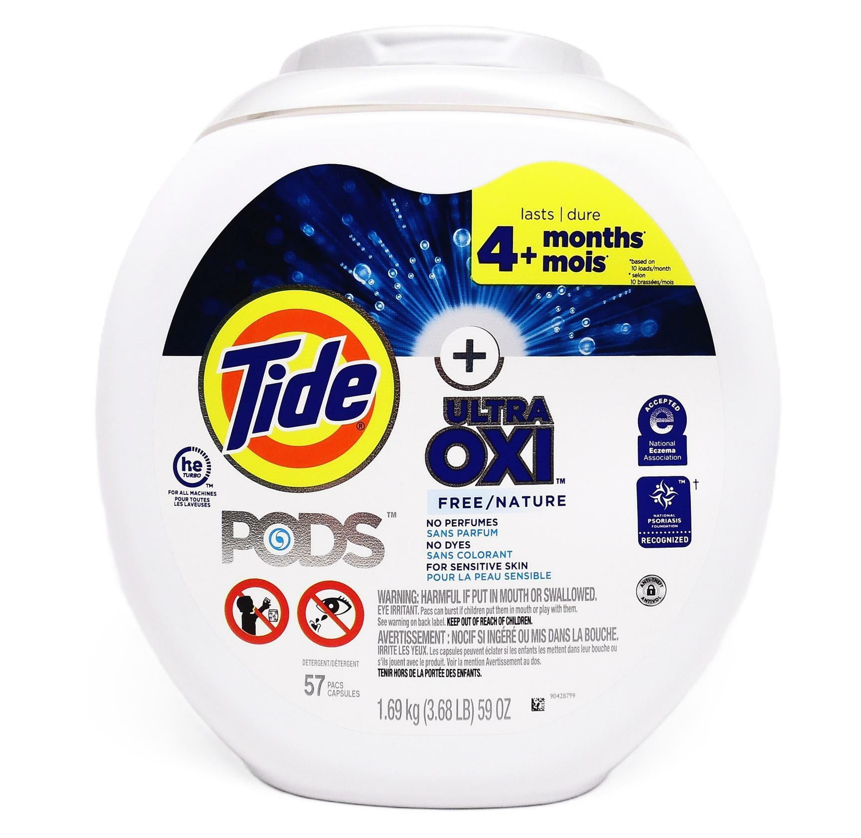 Tide PODS + Ultra OXI Free Sensitive Skin Laundry Detergent Capsules 57 Pacs