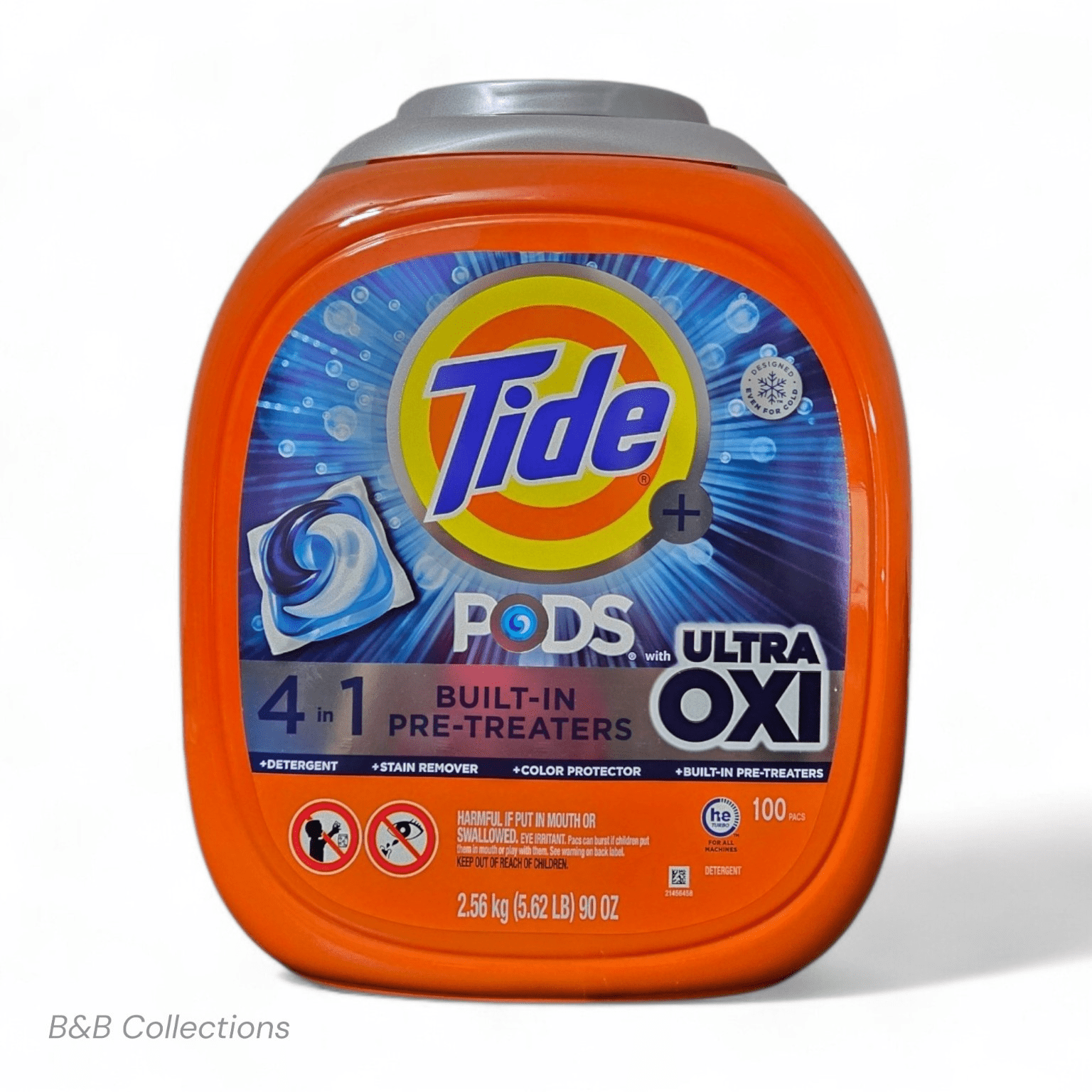 Tide PODS + Ultra OXI Laundry Detergent Pacs, 4-in-1 Detergent with Built-In Pre-Treaters, HE Compatible, 100 Count