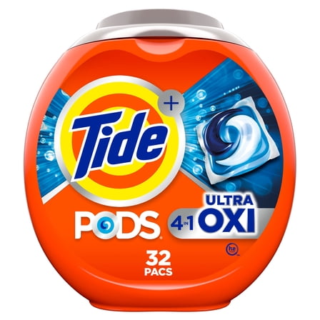 Tide PODS Laundry Detergent Soap Pacs, Ultra OXI, 32 Count