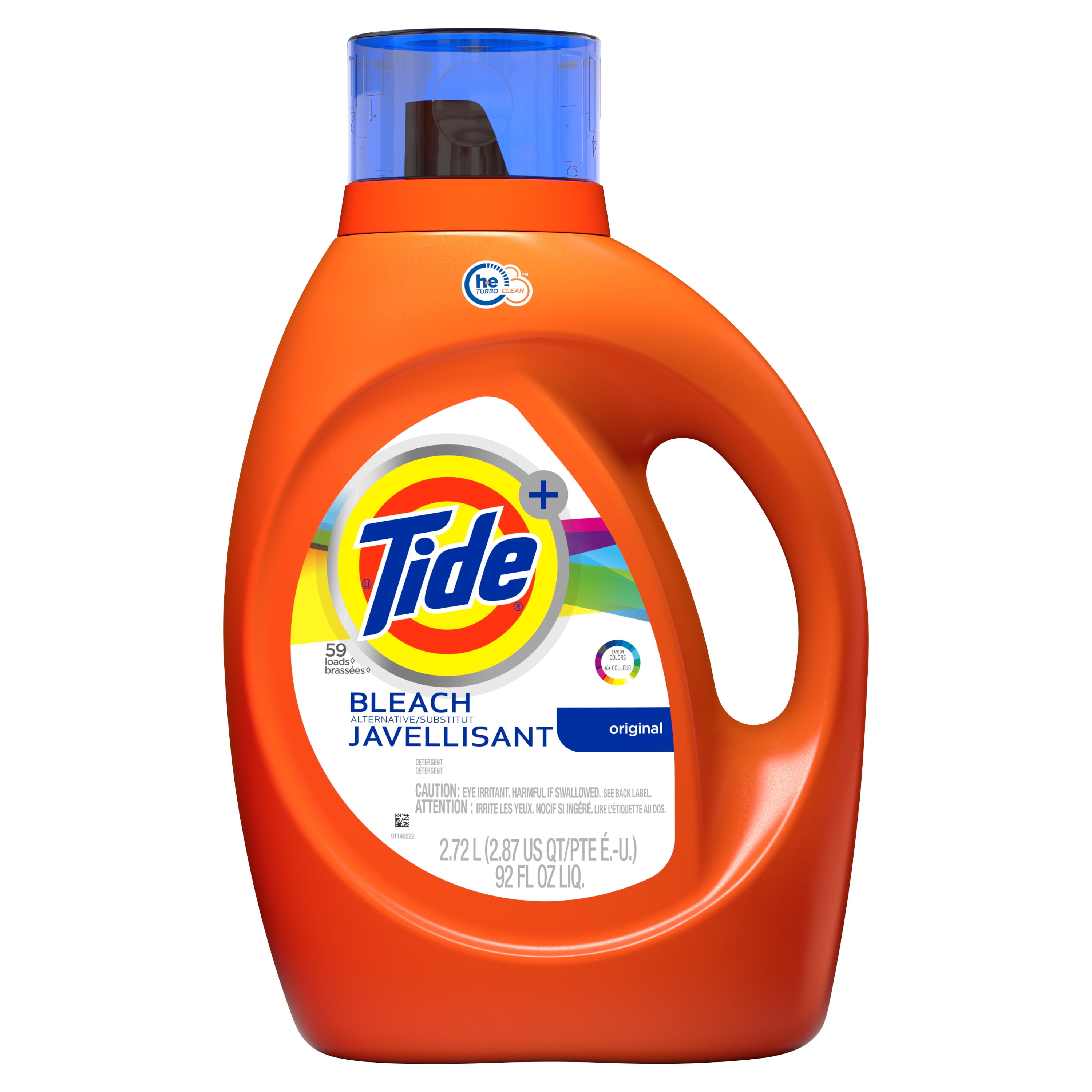 Tide Plus Bleach Alternative HE Turbo Clean Liquid Laundry Detergent, 92 oz, 59 loads
