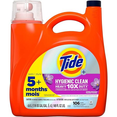 Tide Plus Febreze Freshness HE Turbo Clean Liquid Laundry Detergent, HE Compatible, Botanical Rain Scent, 106 loads, 149 fl oz
