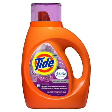Tide Plus Febreze Freshness Spring & Renewal Scent 24 Loads Liquid Laundry Detergent, 37 Fl. Oz.