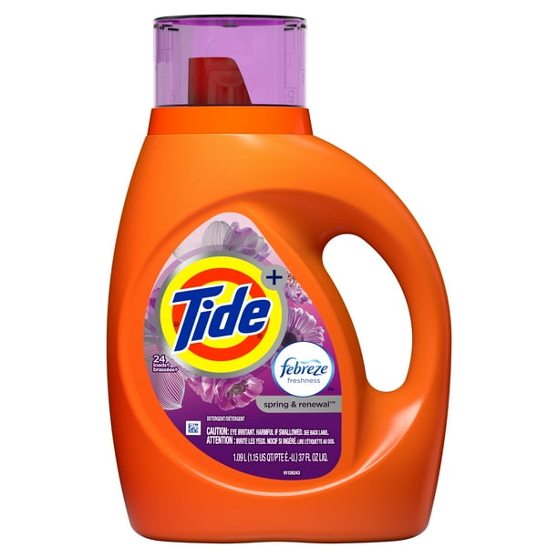 Tide Plus Febreze Freshness Spring & Renewal Scent 24 Loads Liquid ...