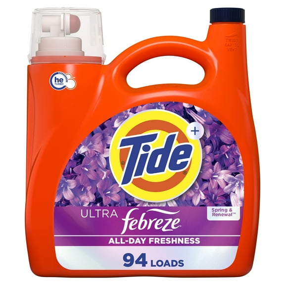 Tide Ultra Febreze Liquid Laundry Detergent, Spring & Renewal Scent, 132 fl oz, 94 Loads