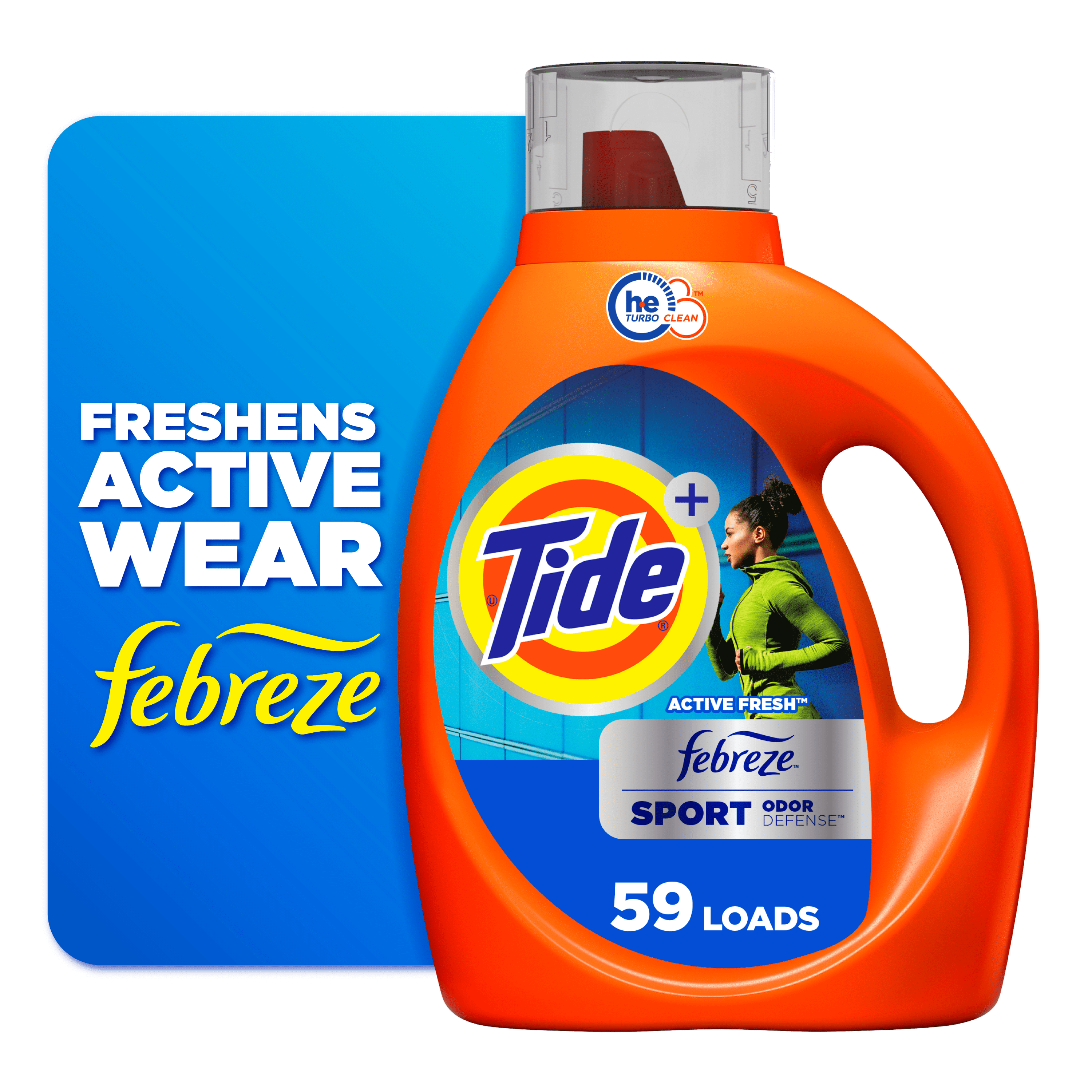 Tide Plus Febreze Sport Odor Defense HE Turbo Clean Liquid Laundry Detergent, 59 Loads, 84 fl oz