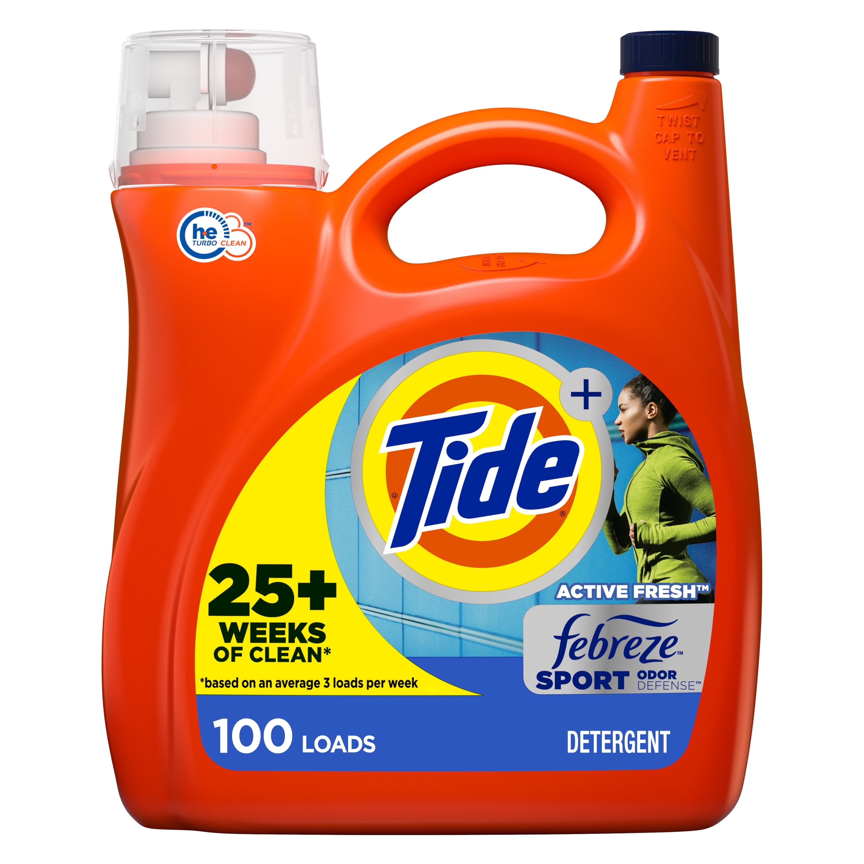 Tide Plus Febreze Sport Odor Defense HE Turbo Clean Laundry Detergent, 154 fl oz, 100 Loads - Walmart.com Tide Plus Febreze Sport Odor Defense HE Turbo Clean Laundry Detergent, 154 fl oz, 100 Loads - Walmart.com