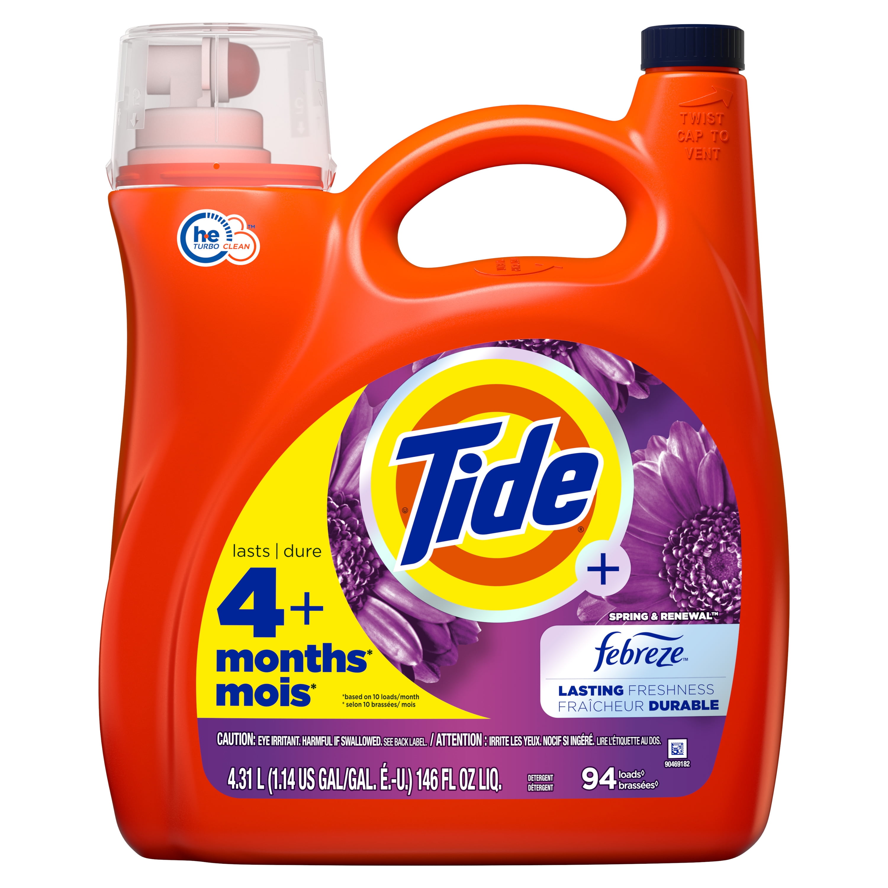 Walmart sales :  Tide Plus Febreze Power & Odor Defense Spring & Renewal HE Turbo Clean Liquid Laundry Detergent, 94 Loads, 146 fl oz