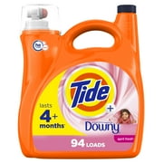 Tide Plus a Touch of Downy Liquid Laundry Detergent, April Fresh, 132 fl oz, 94 Loads, HE Compatible