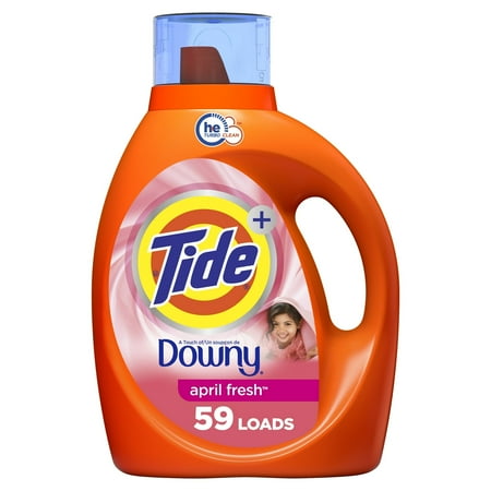 Tide Plus a Touch of Downy Liquid Laundry Detergent, April Fresh, 84 fl oz, 59 Loads, HE Compatible ( 2 Packs )