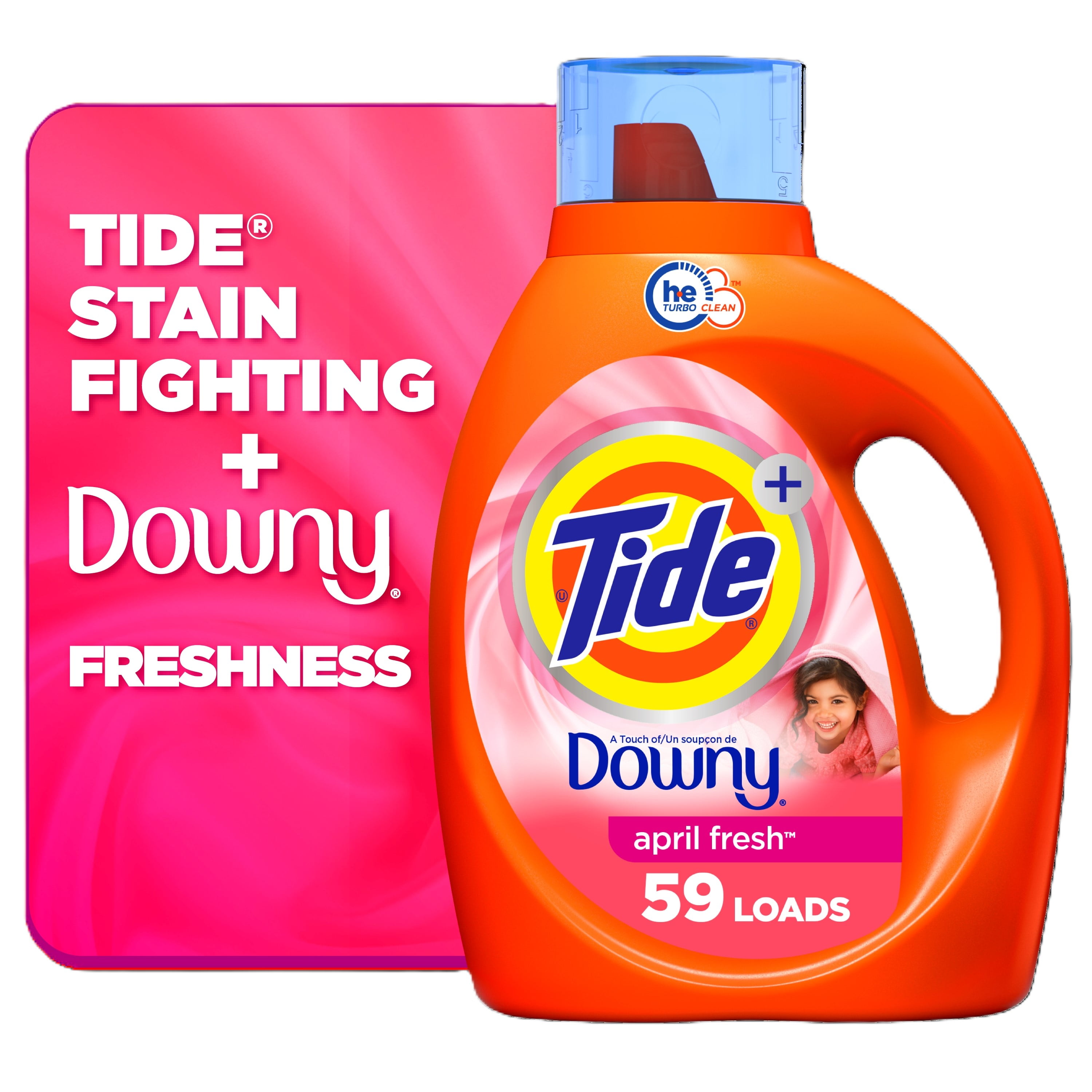 Tide Plus a Touch of Downy Liquid Laundry Detergent, April Fresh Scent, 84 fl oz, 59 Loads Tide Plus a Touch of Downy Liquid Laundry Detergent, April Fresh Scent, 84 fl oz, 59 Loads