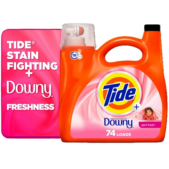 Tide Plus a Touch of Downy Liquid Laundry Detergent, April Fresh Scent, 74 Loads, 105 fl oz